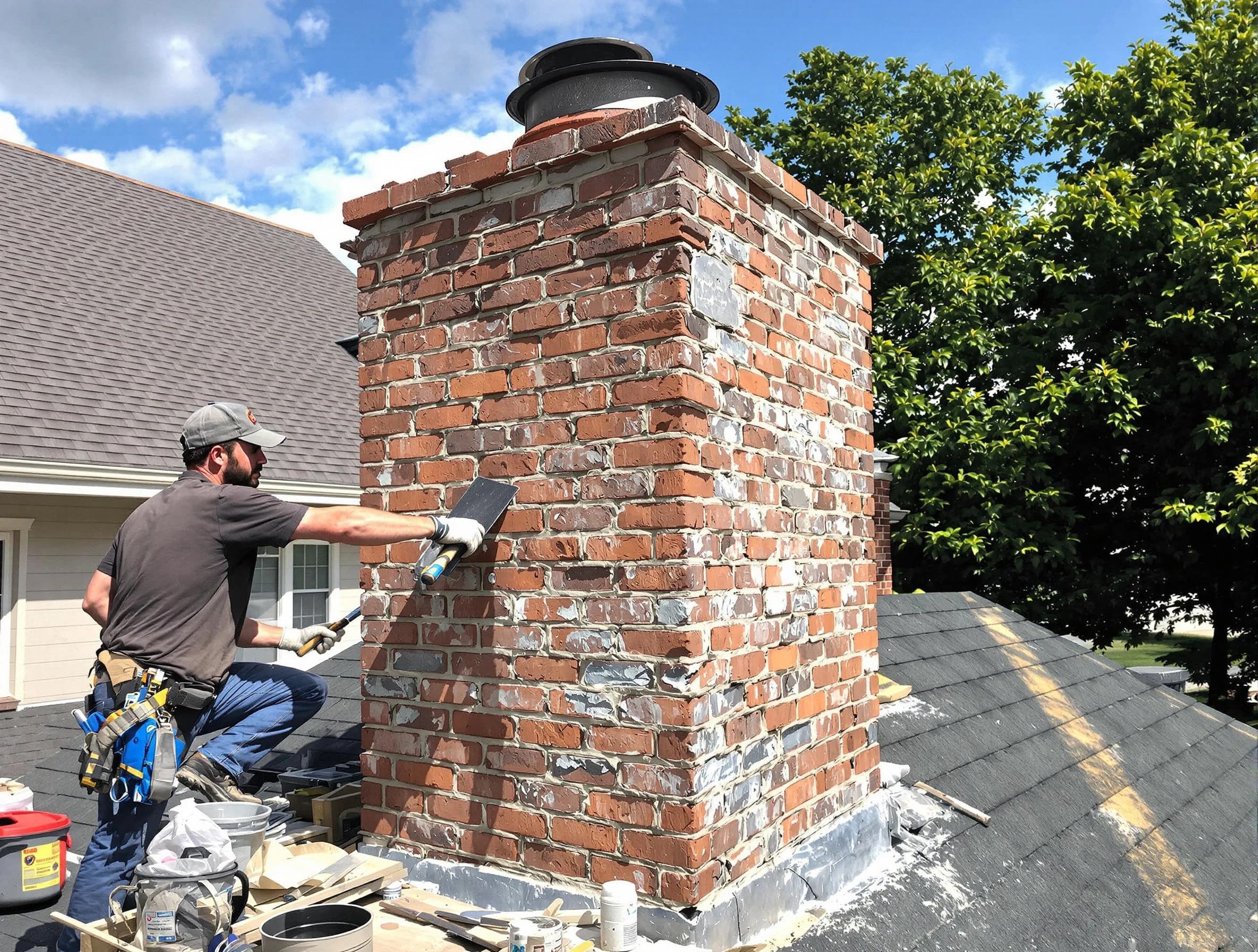 Completed chimney rebuild by Woburn Chimney Sweep in Woburn, MA