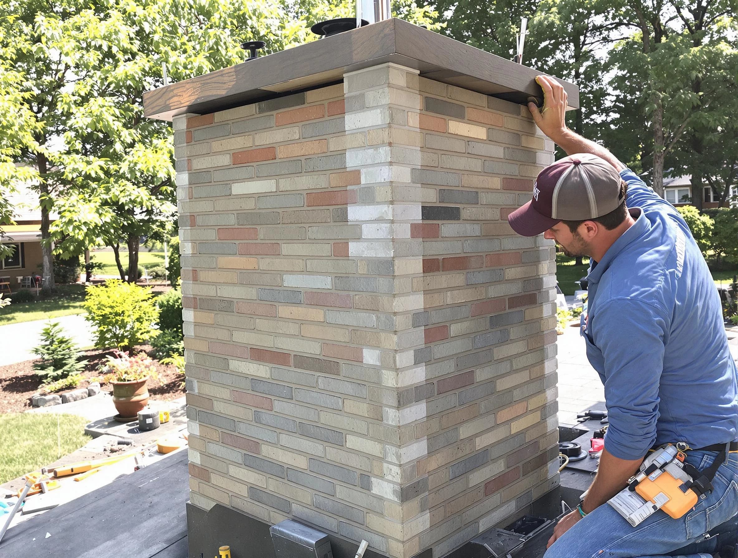 Woburn Chimney Sweep completing a modern chimney remodel in Woburn, MA