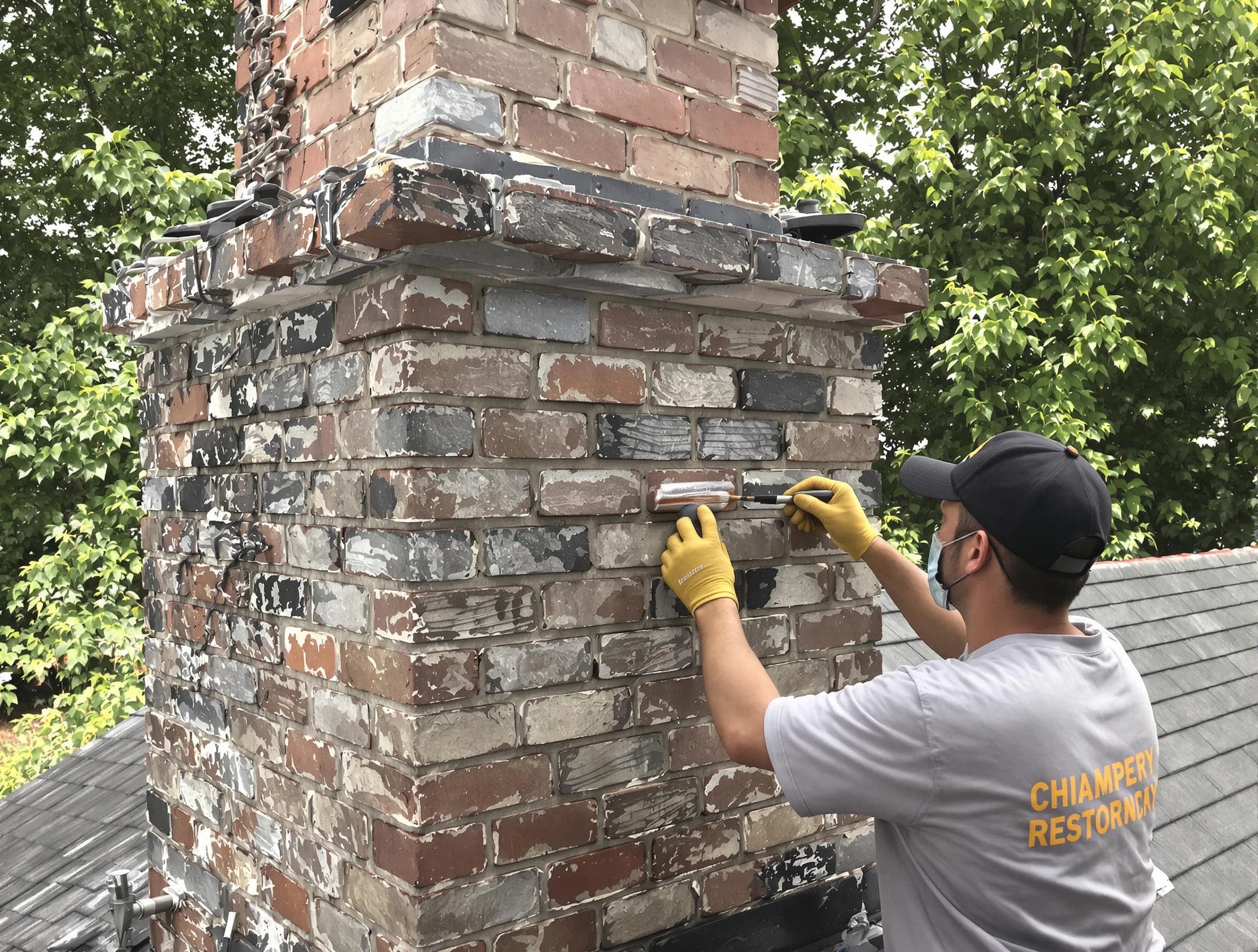 In-progress chimney restoration by Woburn Chimney Sweep in Woburn, MA