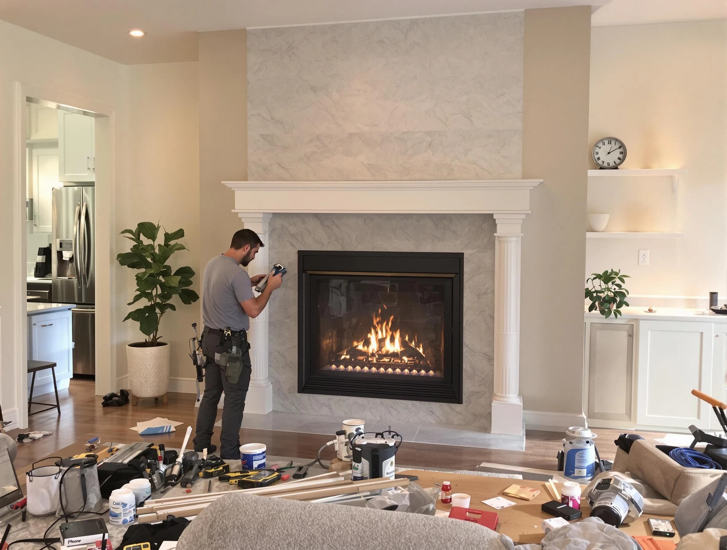 Newly installed fireplace by Woburn Chimney Sweep in Woburn, MA