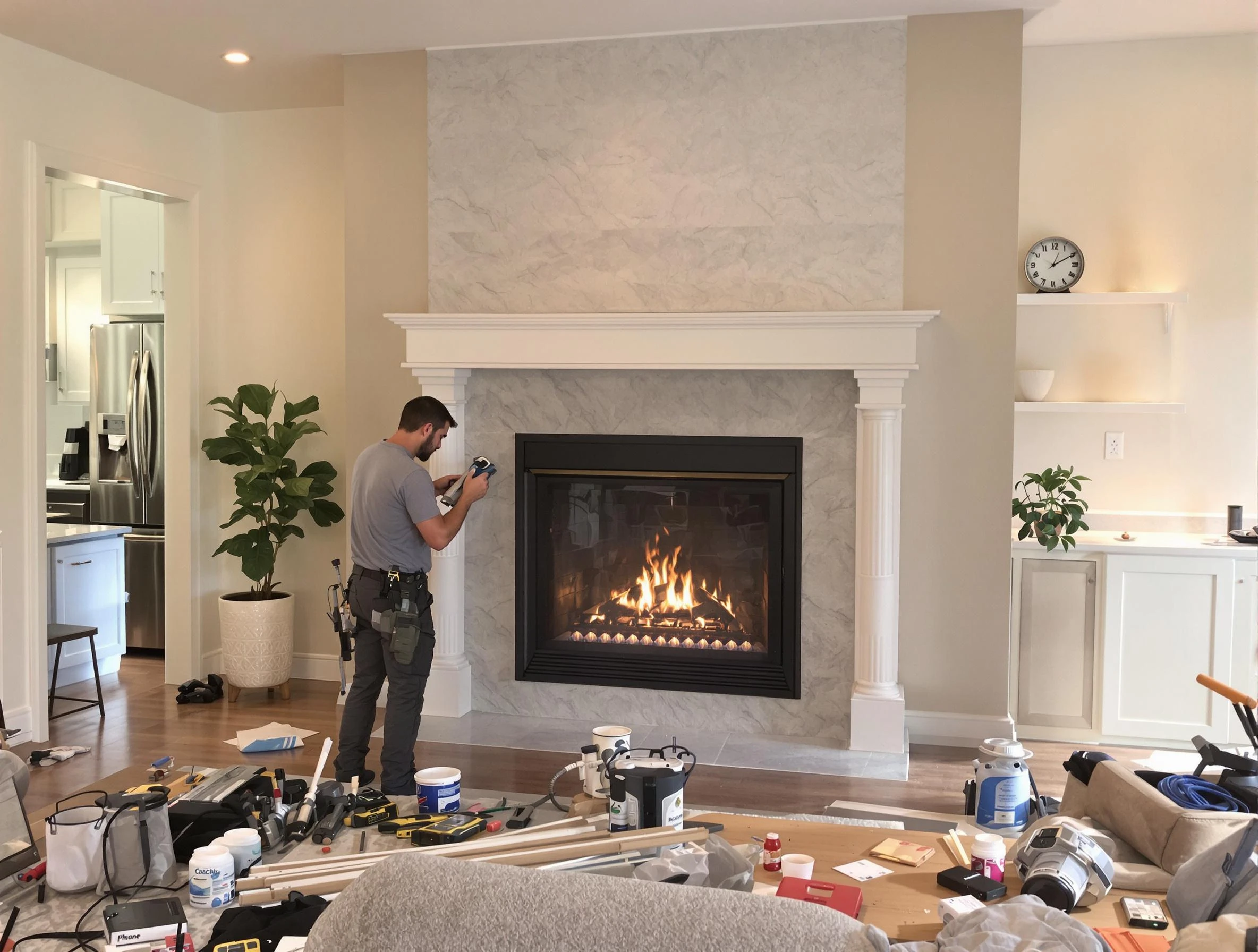 Newly installed fireplace by Woburn Chimney Sweep in Woburn, MA